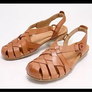 Earth Leather Fisherman Sandals Belita Alpaca Sz 9W Wide Boho Granola Comfort